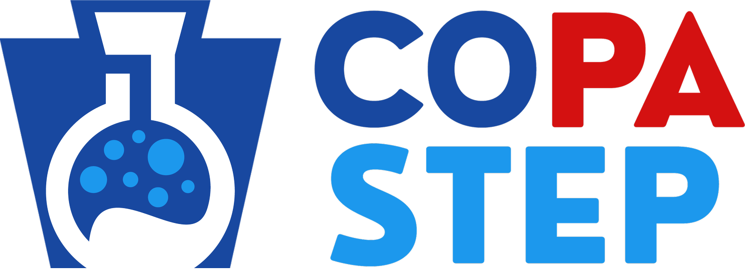 Logo for COPA STEP featuring a beaker and the keystone symbol for Pennsylvania.