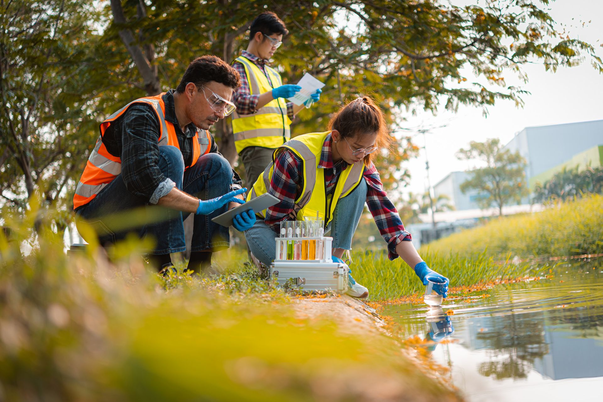 Scientists collect water samples