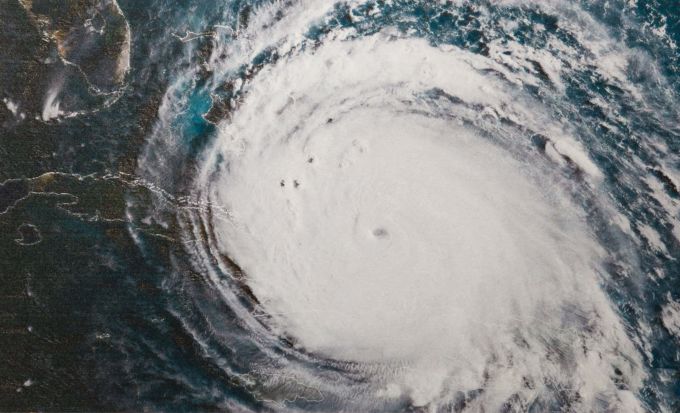 Hurricane clouds satellite view